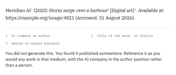 Citing AI content found elsewhere with Cite Them Right