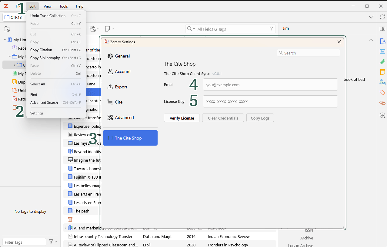 The Cite Shop - Cite Them Right 13 - Ope plugin and add license