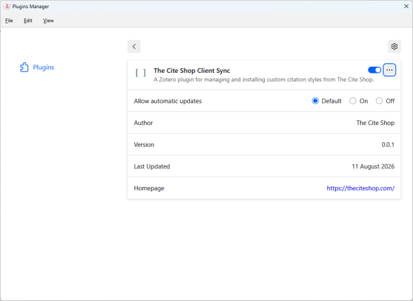 The Cite Shop - Cite Them Right 13 - Plugin installed in Zotero