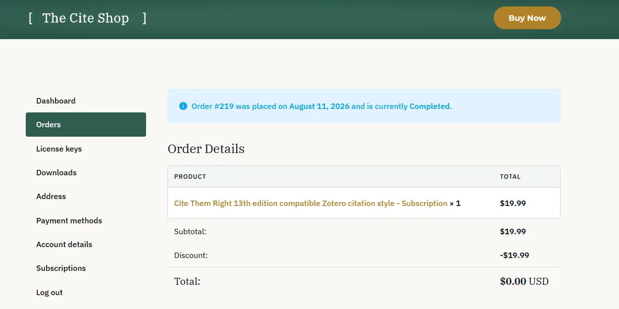The Cite Shop - Cite Them Right 13 - Style subscription bought