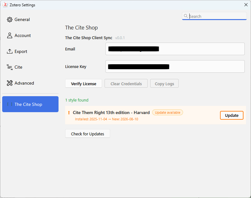 The Cite Shop - Cite Them Right 13 - Update style in client sync